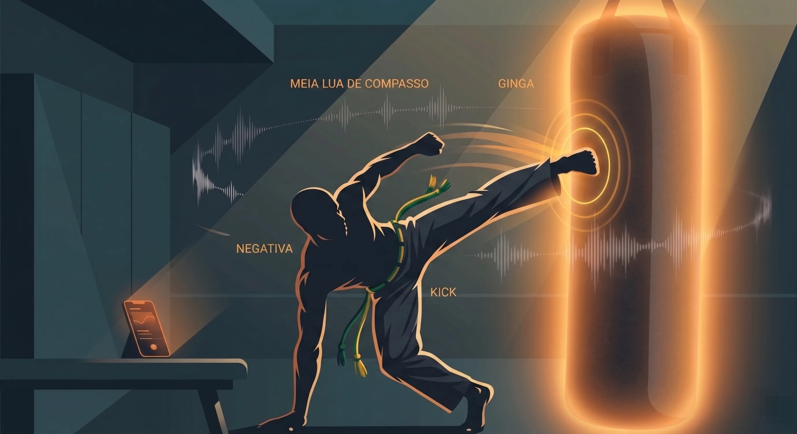 Capoeira flow training hero artwork for Punchy voice cues