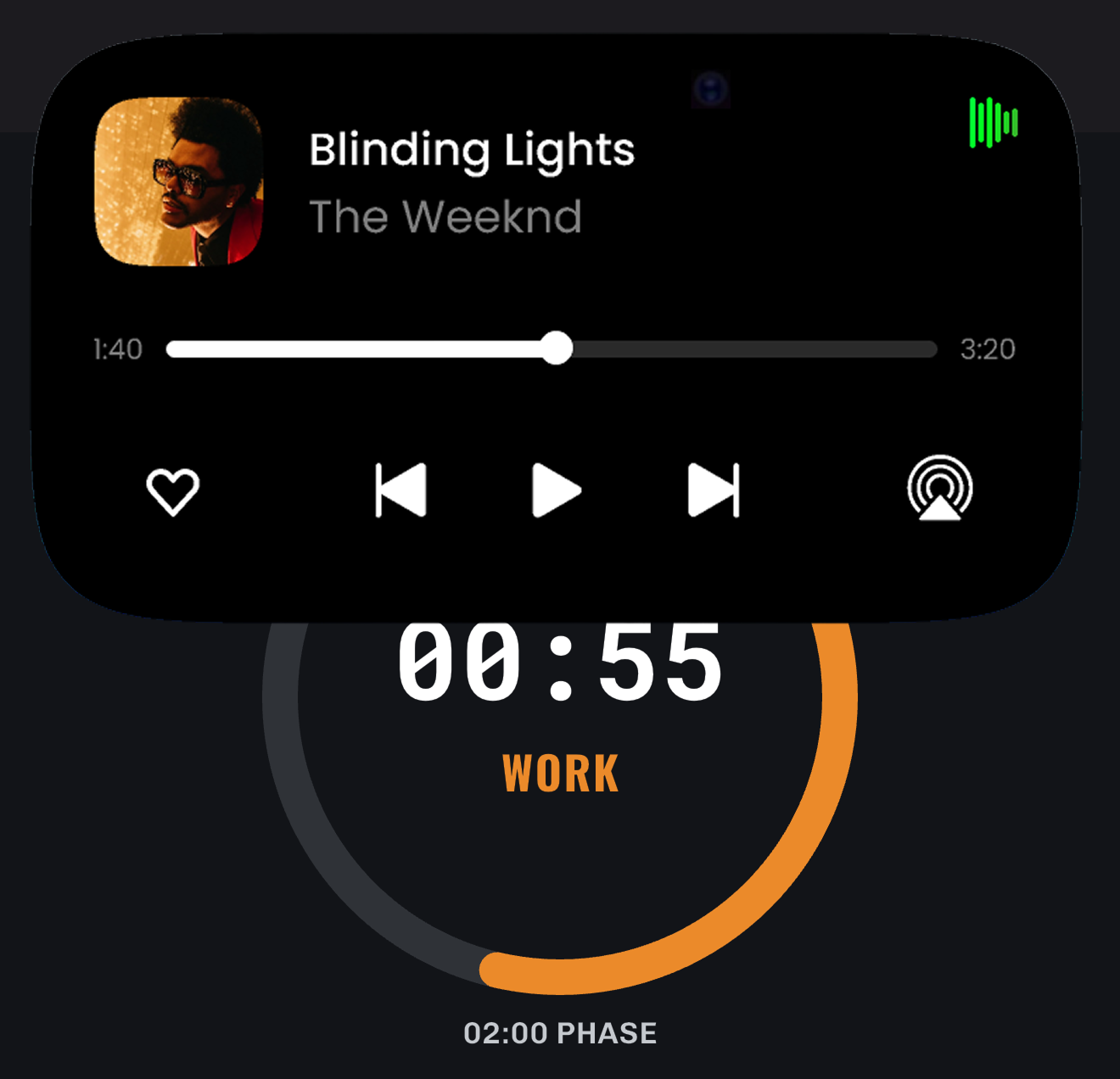 Punchy audio cue session mixing with a music player